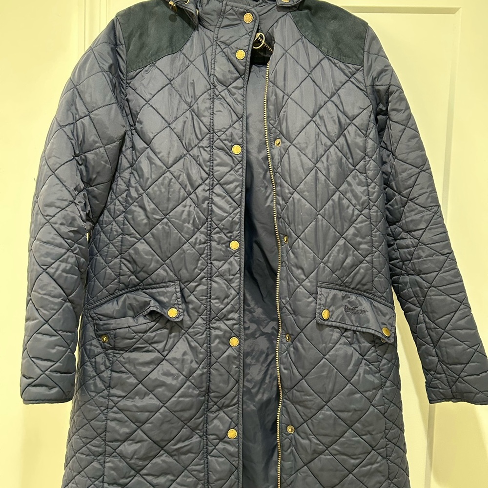 Barbour Quilted Puffer Coat - navy